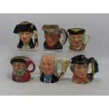 Royal Doulton Small Character Jugs Falstaff, George Washington, Sam Johnson, Benjamin Franklin,