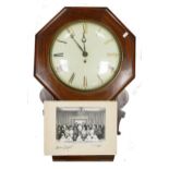 Mahogany cased Fusee kitchen clock together with a signed Lord Lichfield family photograph,