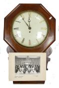 Mahogany cased Fusee kitchen clock together with a signed Lord Lichfield family photograph,