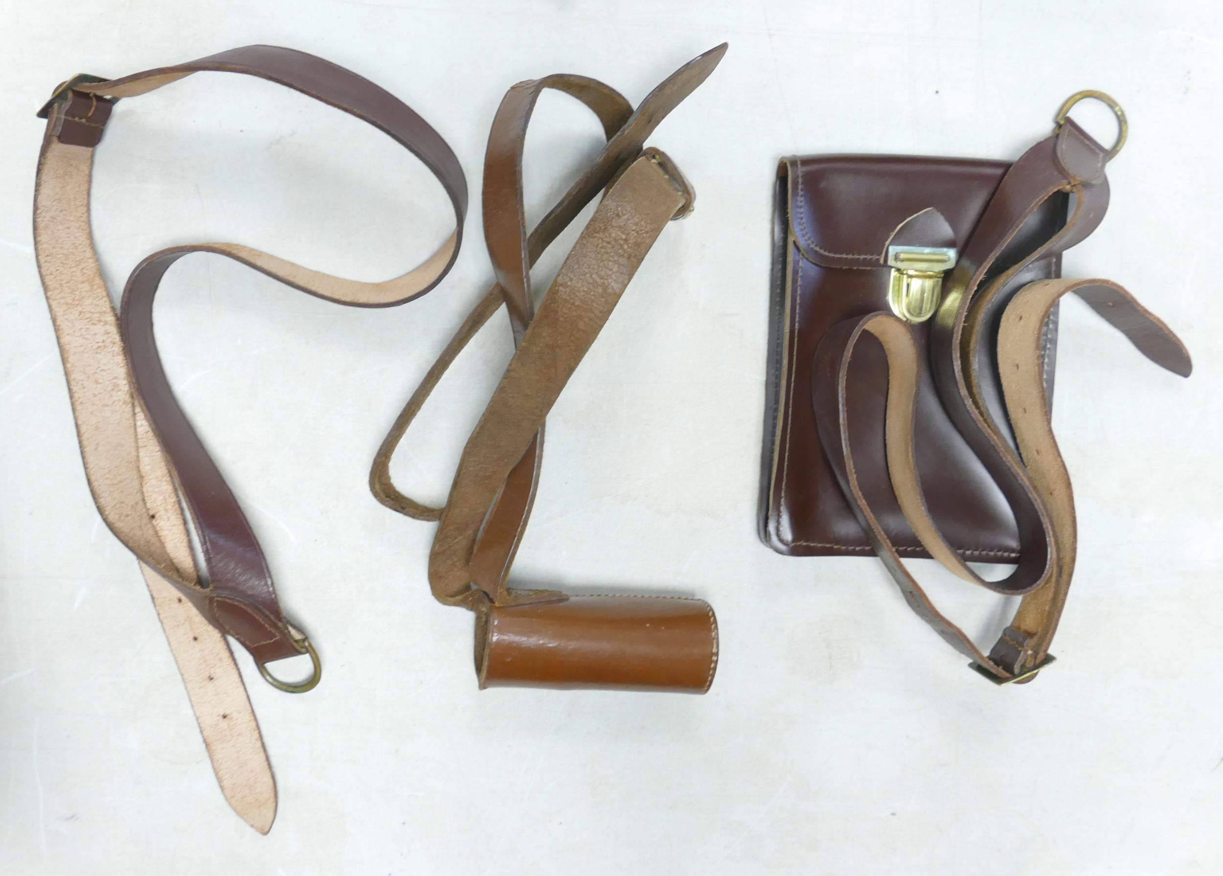 A collection of leather Boys Brigade & similar leather belts & pouches.