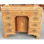 19th century inlaid mahogany Knee hole writing desk with brushing slide, height 81cm, length