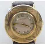 Jaeger-Lecoultre 14ct hallmarked gold ladies wrist watch, on new replacement Italian leather