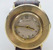 Jaeger-Lecoultre 14ct hallmarked gold ladies wrist watch, on new replacement Italian leather