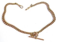 Victorian 9ct rose gold double albert chain,every link hallmarked, 52.8g.