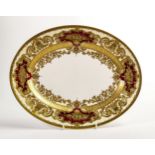 De Lamerie Fine Bone China marbled Burgundy Majestic patterned oval platter, specially made high end