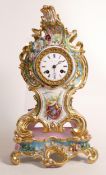 20th century porcelain Rococo style clock, the dial marked Leroy Paris, the case on stand embossed