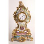 20th century porcelain Rococo style clock, the dial marked Leroy Paris, the case on stand embossed