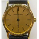 Jaeger-Lecoultre 18ct hallmarked gold ladies wrist watch 25.5mm diameter inc. button. Ref 140.004.1.