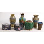 A collection of Cloisonne Enamelled Vases, Boxes & similar, tallest 16cm(7)