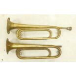 Two American US regulation brass Bugles, length 45cm (2)