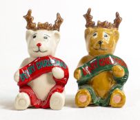 Two Wade Beary Christmas & Merry Wade (one Not For Resale Standard backstamp), height 7cm. These