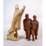 William Harper studio sculptures, contemporary stoneware figure "The Offering", h.36cm a/f, together