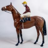 Unusual Beswick Connoisseur gloss model of Red Rum with Brian Fletcher up.