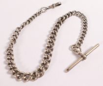 Edwardian hallmarked silver watch chain Albert chain, length 41cm clip to end of chain, weight 37.