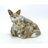 Royal Copenhagen model of a fox with fox cubs 1788, h.10.5cm.