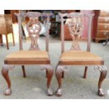 Pair mahogany Chippendale style dining chairs. (2)