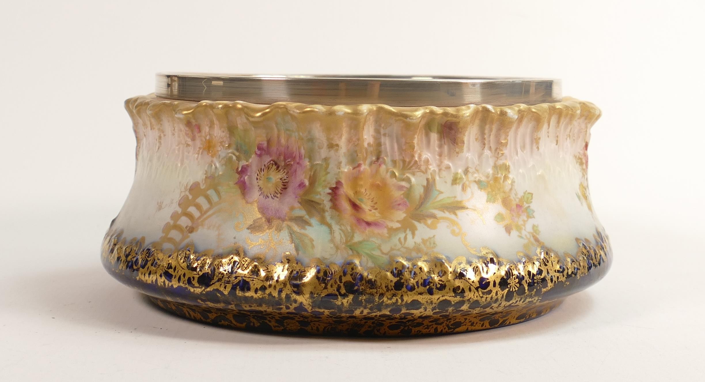 Carlton Blush ware metal mounted fruit bowl with Apvista decoration, by Wiltshaw & Robinson, - Image 2 of 4