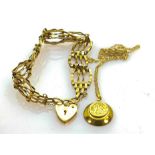 9ct gold hallmarked gate bracelet, together with 9ct St. Christopher & chain, both a/f. Gross weight