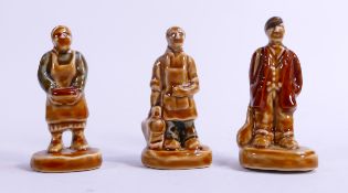 Wade Salt Glazed figures, height of tallest 10cm. These were removed from the archives of the Wade