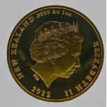 2022 New Zealand one ounce .999 gold coin - Platinum Jubilee. Limited edition 40/96. In pristine