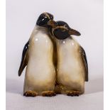 Royal Doulton model of a pair of Penguins HN133, Height 15.5cm - all over crazing, very tiny chip to