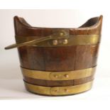 18th century oak & brass bucket, diameter at largest 34.5cm.