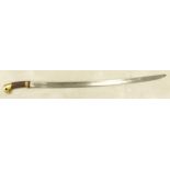 A 20th century Russian Shashka Dragoon sabre. Steel blade, carved wooden and brass grip. Blade