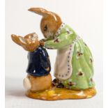 Royal Doulton Bunnykins prototype colourway figure of Mrs Rabbit and Peter, with Royal Doulton not
