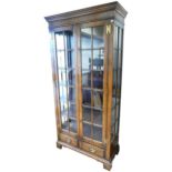 Titchmarsh & Goodwin oak glazed bookcase with 2 drawer base, height 188 x 91 x 40cm