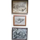 Series of framed prints & aerial photographs of the Wade Factory, largest 49 x 39cm in gilt frame