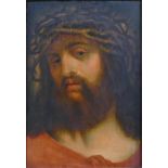 After Annibale Carracci, portrait of Christ. 18th century style or earlier. Oil on board. Indistinct