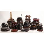 A large collection of 19th & later Chinese carved hardwood vase & figure stands.