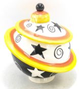 Lorna Bailey Galaxy lidded pot 19cm high, limited edition No. 37/50 with certificate. Mark on