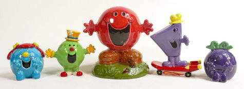 Wade Mr Men figures to include - large Mr Noisy, Mr Rush, Little Miss Giggles, Little Miss Naughty &