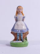 Wade prototype Alice in Wonderland figures, hand written text to base, height of tallest 12cm.