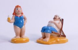 Wade Beside the Seaside limited edition figures, Bathing Beauty & Sun Sea & Sid, both with hand