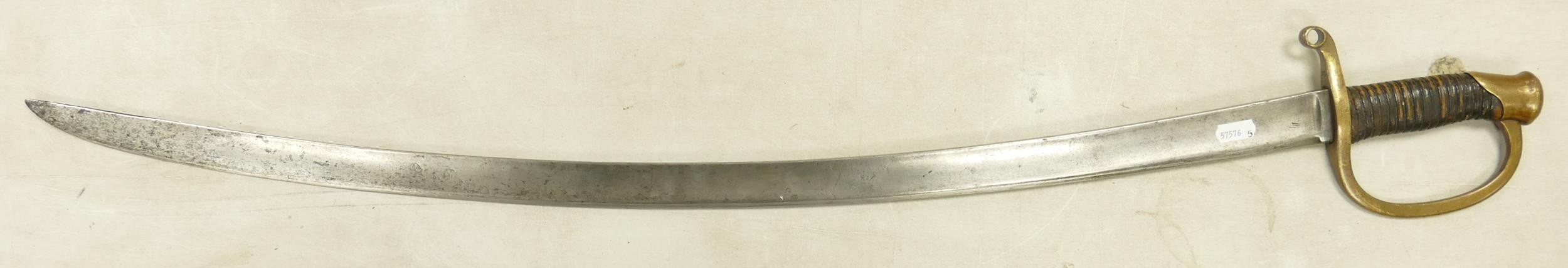 19th century Russian Imperial Dragoon Sabre. Brass knuckle bow stamped K.K.K. 127, and 16. Blade - Image 2 of 3