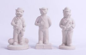 Wade unglazed Bisque approved samples of Police Man as Cat, Drunkard as Cat & Prize winner as Cat,