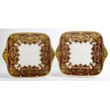 De Lamerie Fine Bone Burgundy Majestic patterned handled sandwich plates, specially made high end