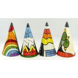 Four Lorna Bailey Conical sugar sifters - Mothertown sugar sifter, mark on base "W" 14cm high, a "