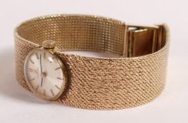 9ct gold Omega ladies wristwatch with 9ct gold omega bracelet, gross weight 35.6g.