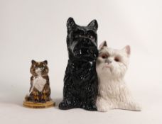 Wade large Towser Distillery advertising black & white whisky decanter & an advertising cat, (dogs