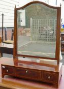 19th century mahogany inlaid 3 drawer toilet mirror, height 72cm, width 55cm.
