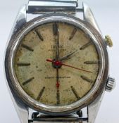 Tudor Advisor stainless steel Alarm wristwatch, C1960s with expandable steel strap.