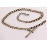 Edwardian hallmarked silver watch chain Albert chain, length 41.5cm clip to end of chain, weight