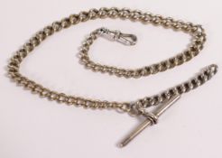 Edwardian hallmarked silver watch chain Albert chain, length 41.5cm clip to end of chain, weight