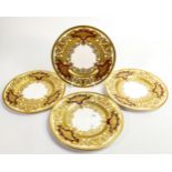 De Lamerie Fine Bone China marbled Burgundy Majestic patterned salad plates, specially made high end