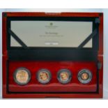 Cased 4 proof sovereign set, limited edition set 129/450. In pristine unblemished condition in