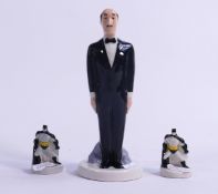 Wade DC Comics figures Batman x 2 & Alfred Pennyworth (all unmarked) height of tallest 16cm. These