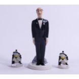 Wade DC Comics figures Batman x 2 & Alfred Pennyworth (all unmarked) height of tallest 16cm. These